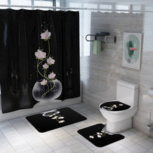 Load image into Gallery viewer, Colorful Tulip Lotus Flowers Trees Shower Curtain Sets Non-Slip Rugs Toilet Lid Cover and Bath Mat