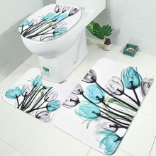 Load image into Gallery viewer, Colorful Tulip Lotus Flowers Trees Shower Curtain Sets Non-Slip Rugs Toilet Lid Cover and Bath Mat