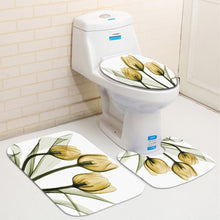 Load image into Gallery viewer, Colorful Tulip Lotus Flowers Trees Shower Curtain Sets Non-Slip Rugs Toilet Lid Cover and Bath Mat