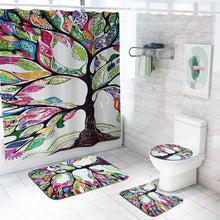 Load image into Gallery viewer, Colorful Tulip Lotus Flowers Trees Shower Curtain Sets Non-Slip Rugs Toilet Lid Cover and Bath Mat