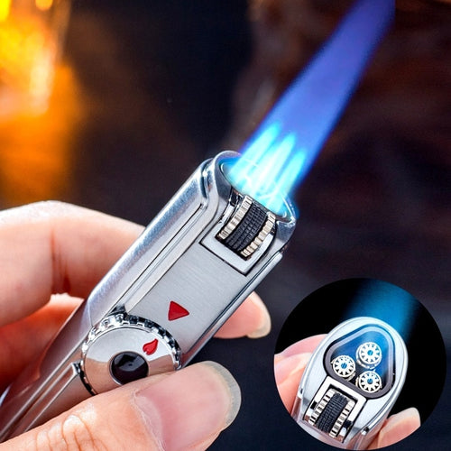 Jobon Triple torche briquet 3 jets gaz allume cigare Turbo coupe-vent puissant métal pistolet de pulvérisation